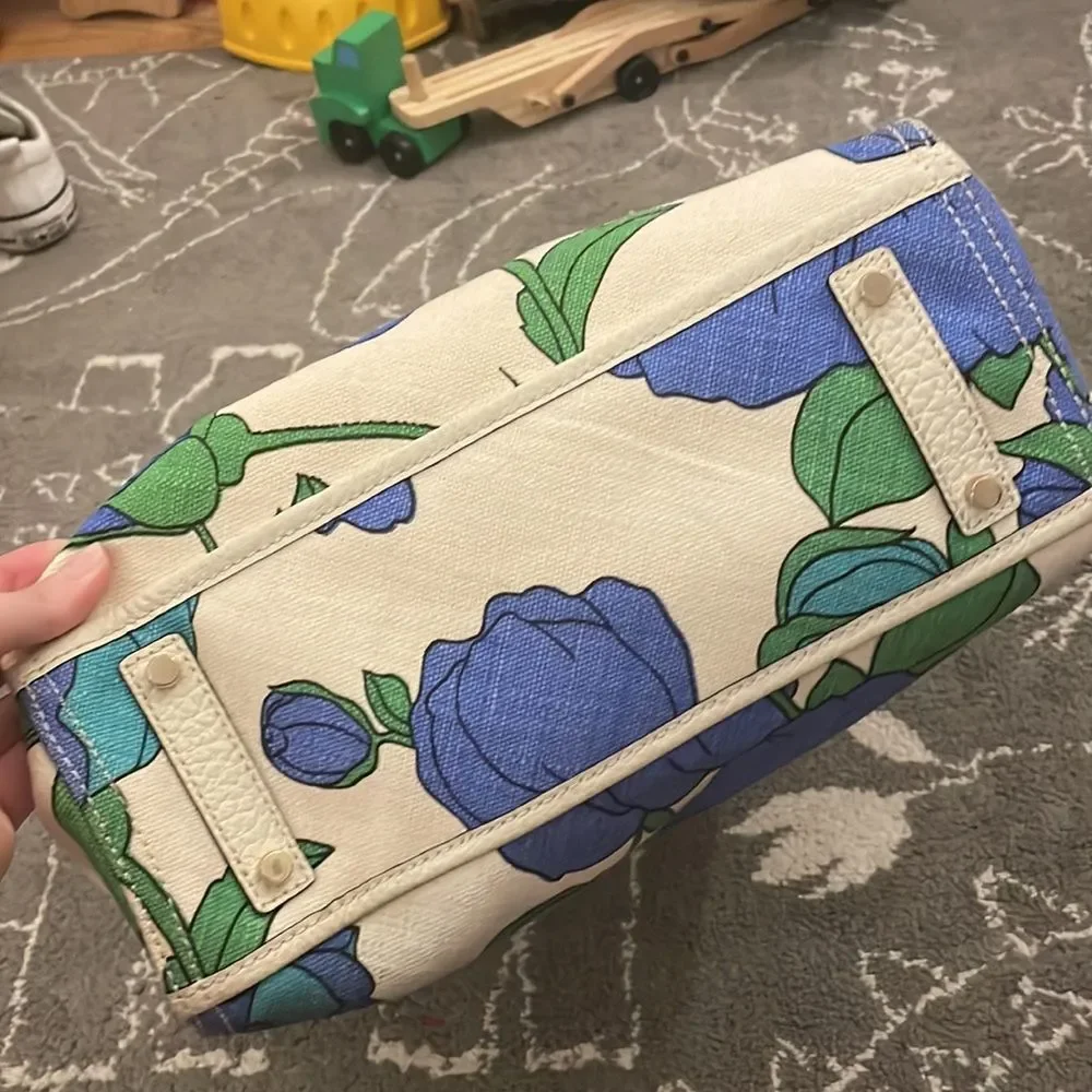 Kate Spade Blue Floral Canvas Style Large tote bag